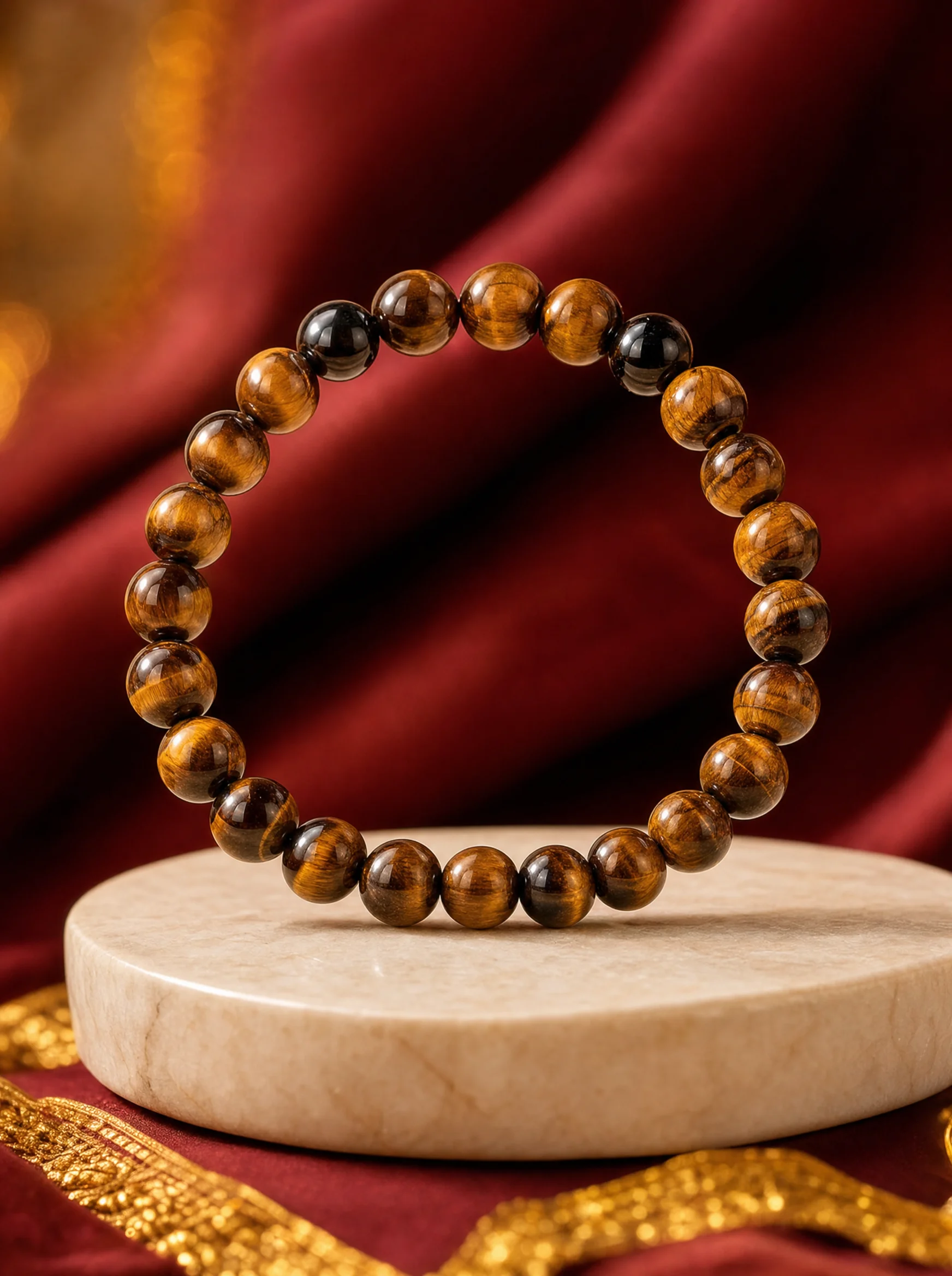 Triple Protection Band with Tiger Eye, Black Obsidian & Hematite