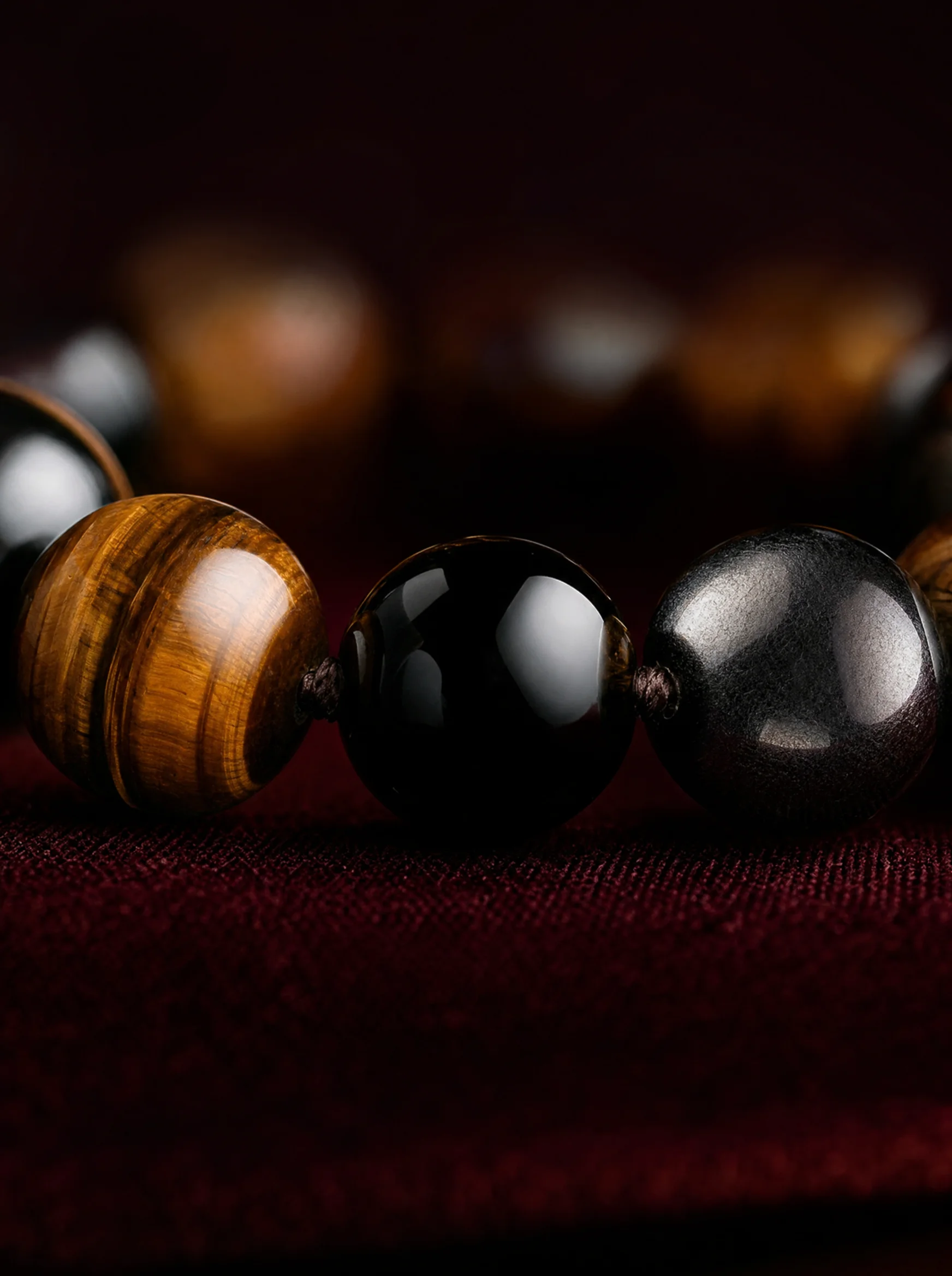 Triple Protection Band with Tiger Eye, Black Obsidian & Hematite