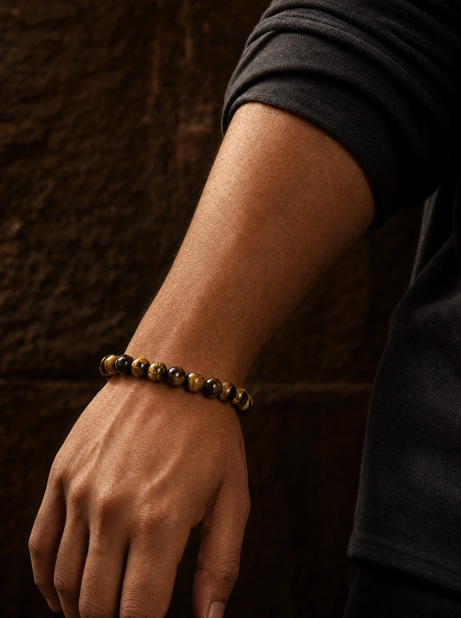 Triple Protection Band with Tiger Eye, Black Obsidian & Hematite
