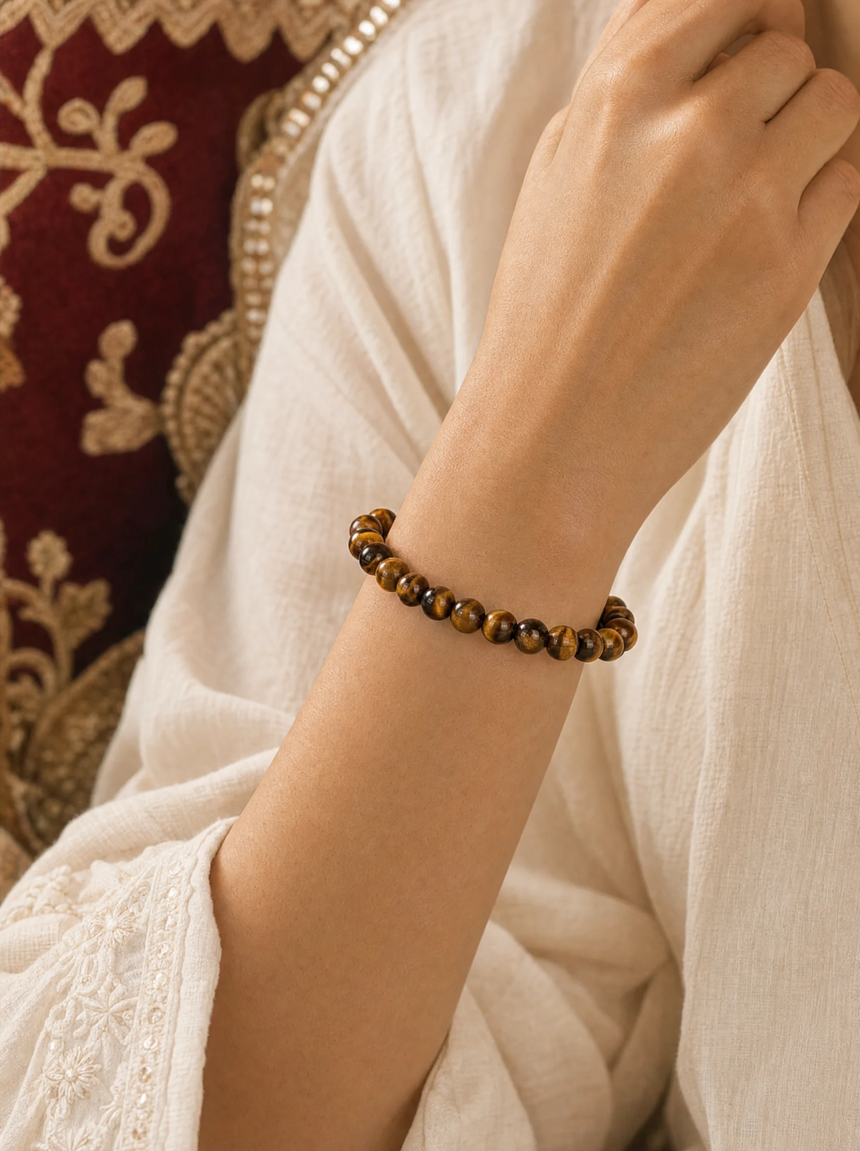 Triple Protection Band with Tiger Eye, Black Obsidian & Hematite