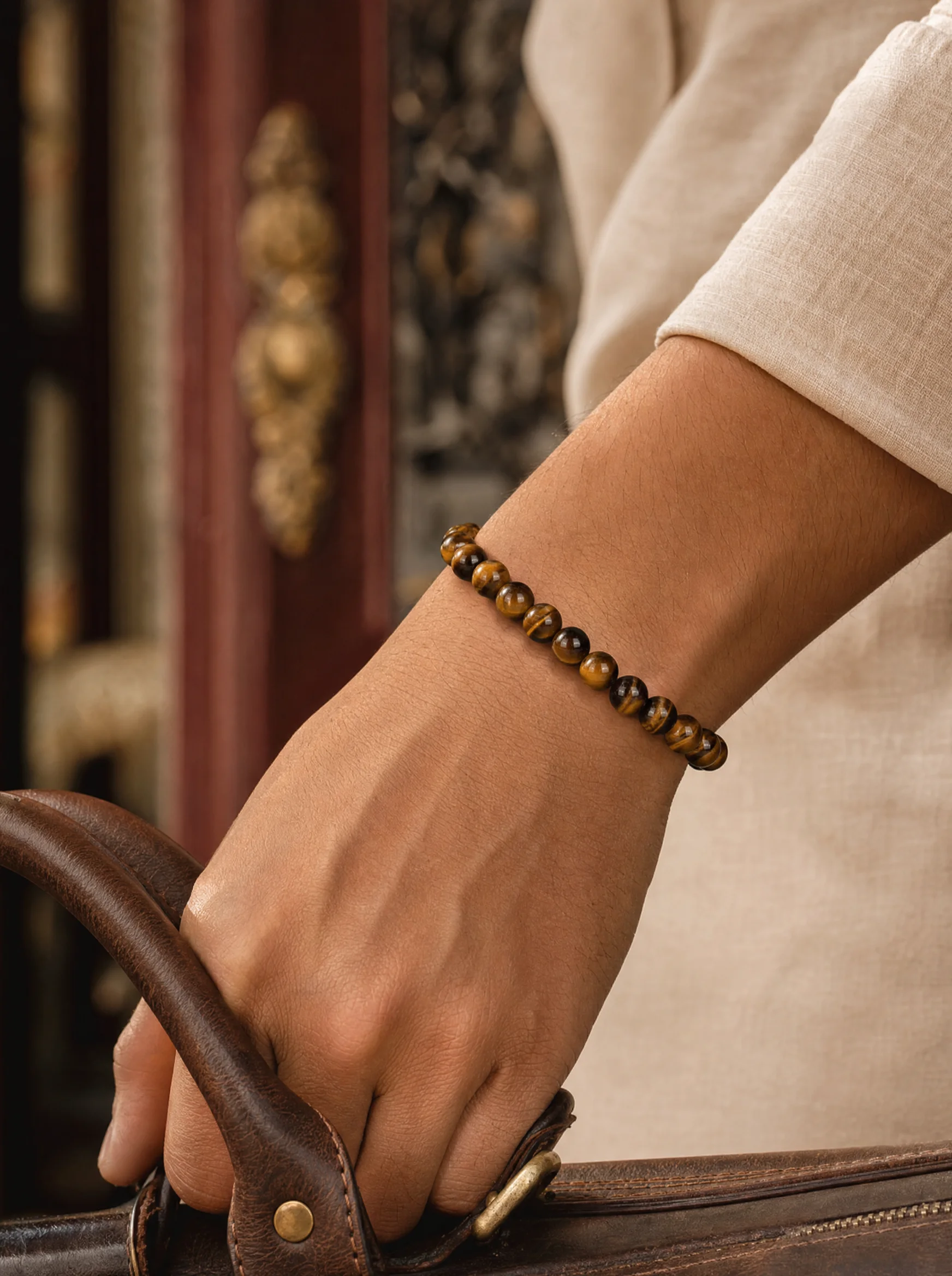 Triple Protection Band with Tiger Eye, Black Obsidian & Hematite