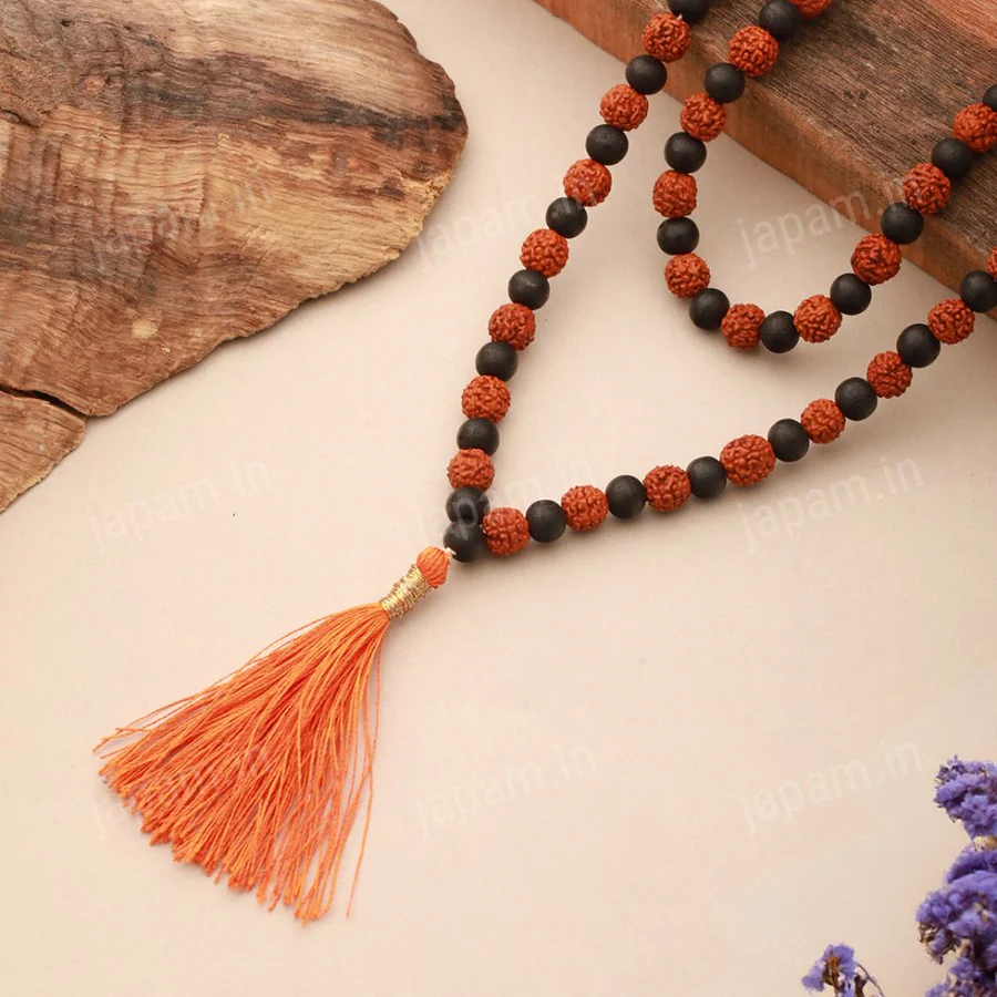 Divya Shaktam Rudraksha Karungali Mala - 108+1 Beads
