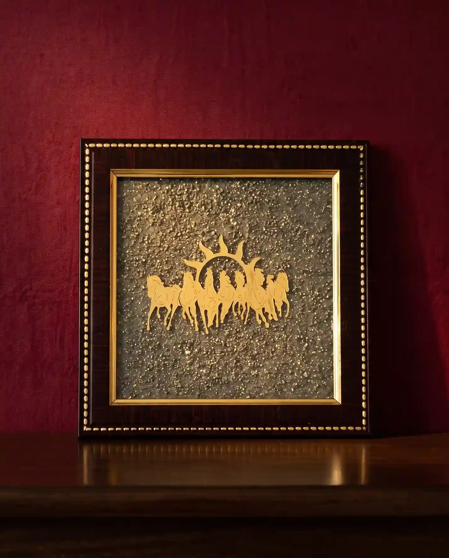 7 Horses Pyrite Frame for Vaastu