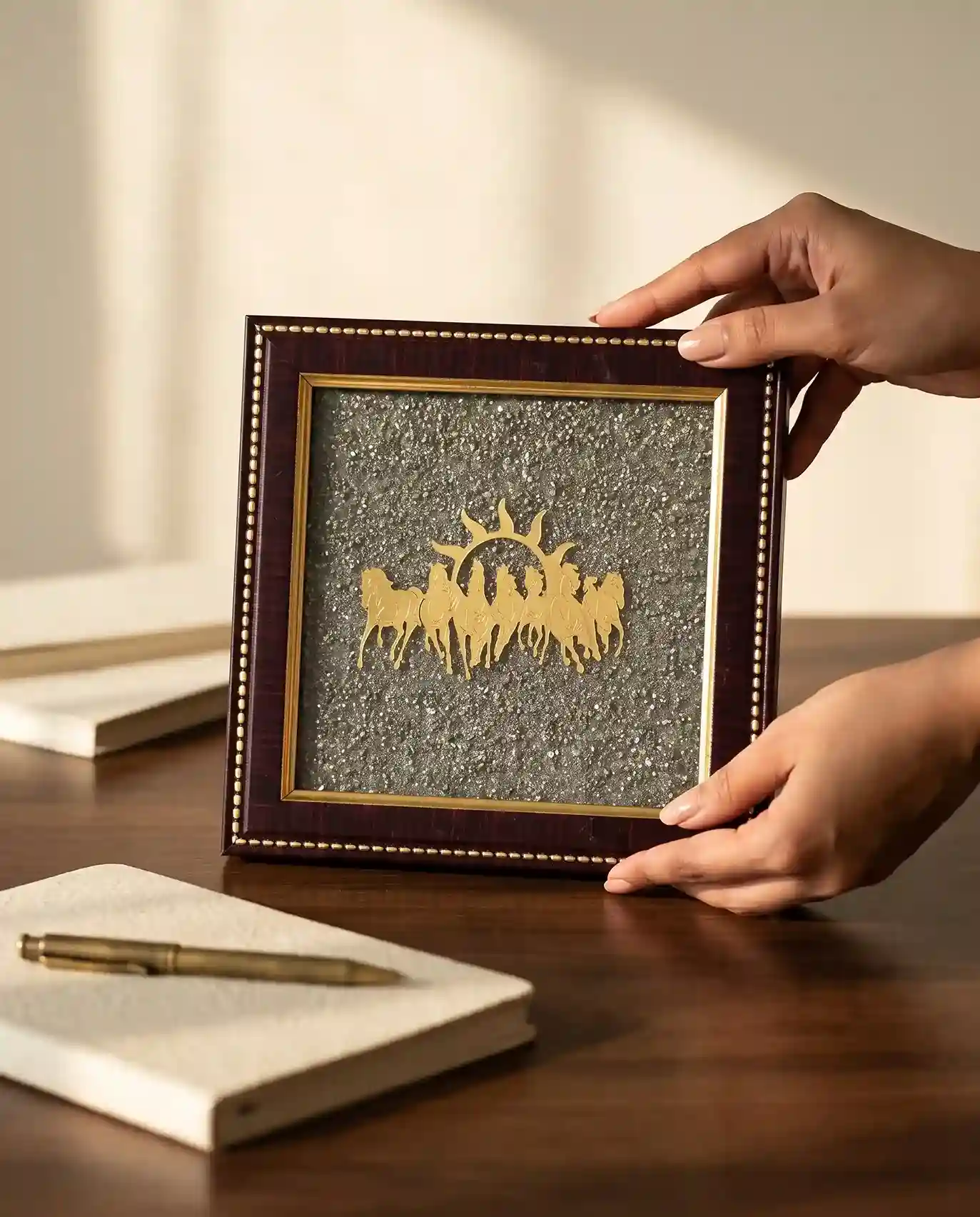 7 Horses Pyrite Frame for Vaastu
