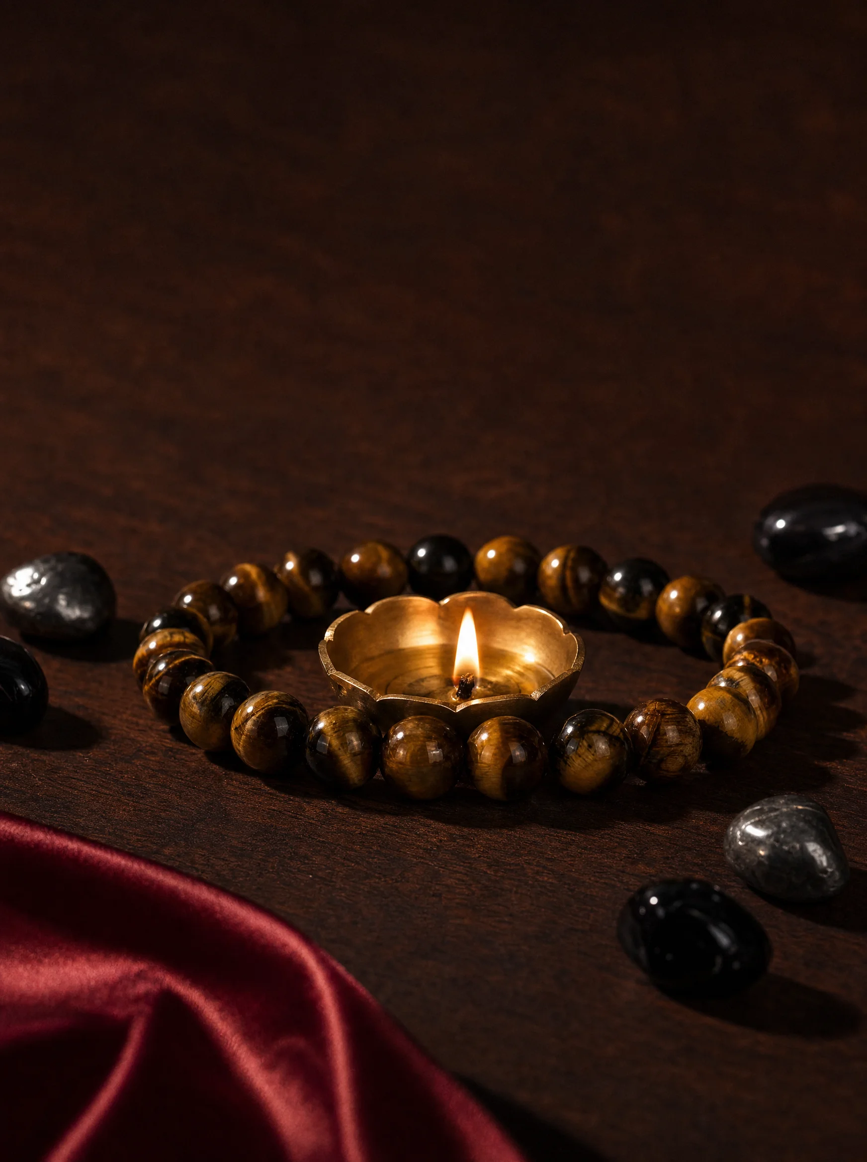 Triple Protection Band with Tiger Eye, Black Obsidian & Hematite